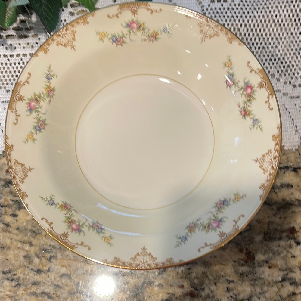 Homer Laughlin ARISTOCRAT Set of 4 Large Soup Bowls Eggshell Nautilus GoldFloral